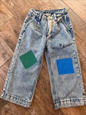 Bobo Choses Geometric Jeans wide leg acid wash 2-3 years